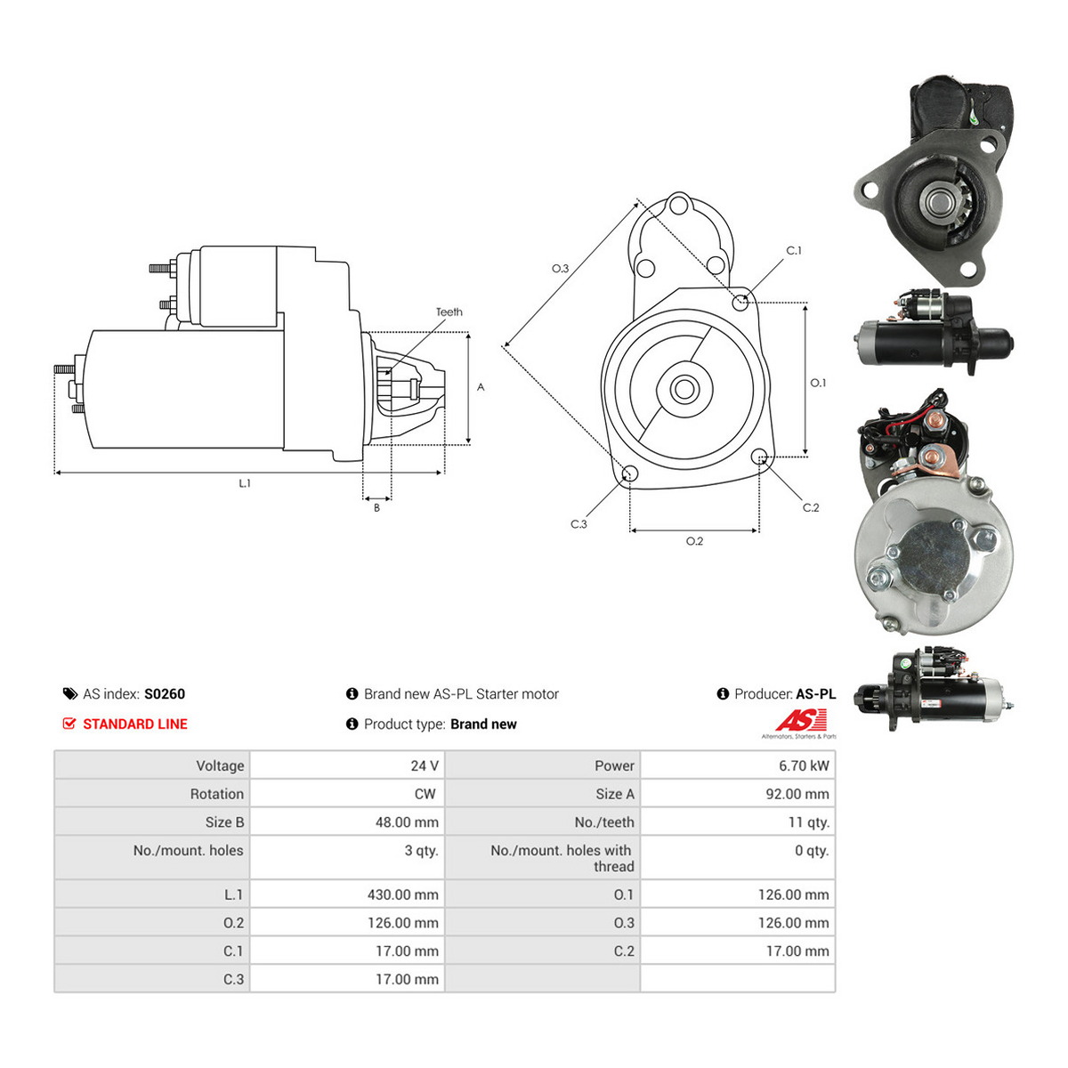 Стартер US864 PL AS (S0260) AS фото 3