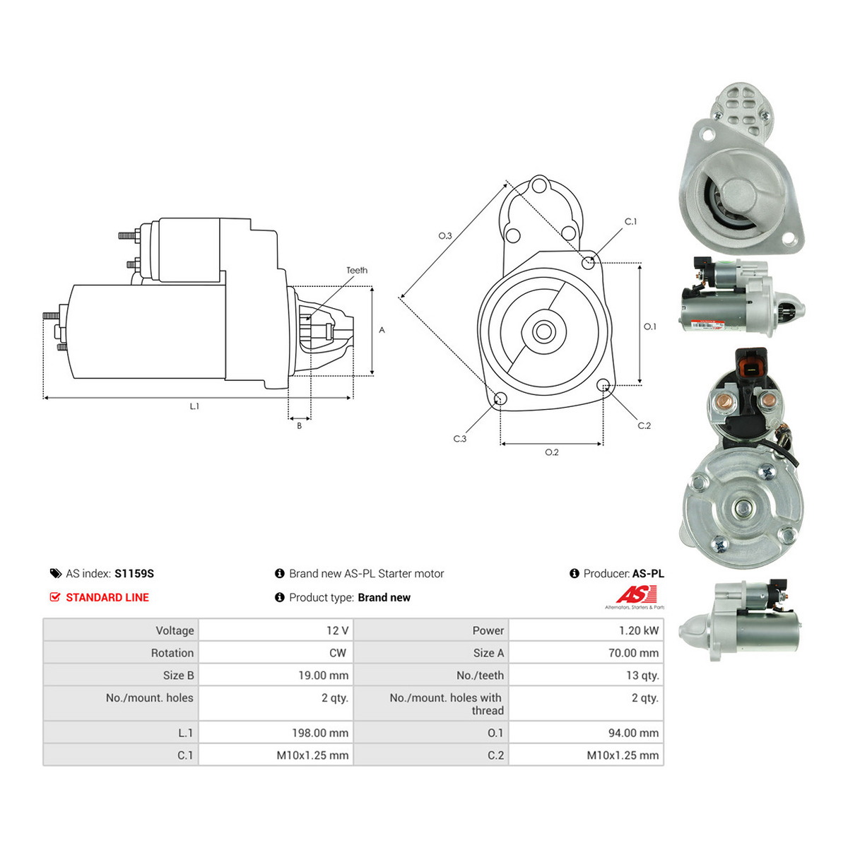 Стартер S1159S PL AS AS фото 3