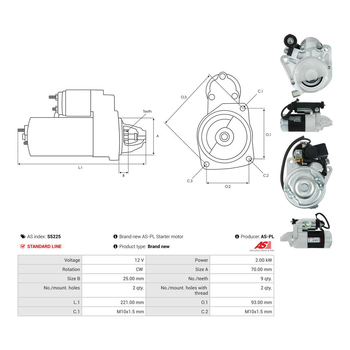 Стартер S5225 PL AS AS фото 3