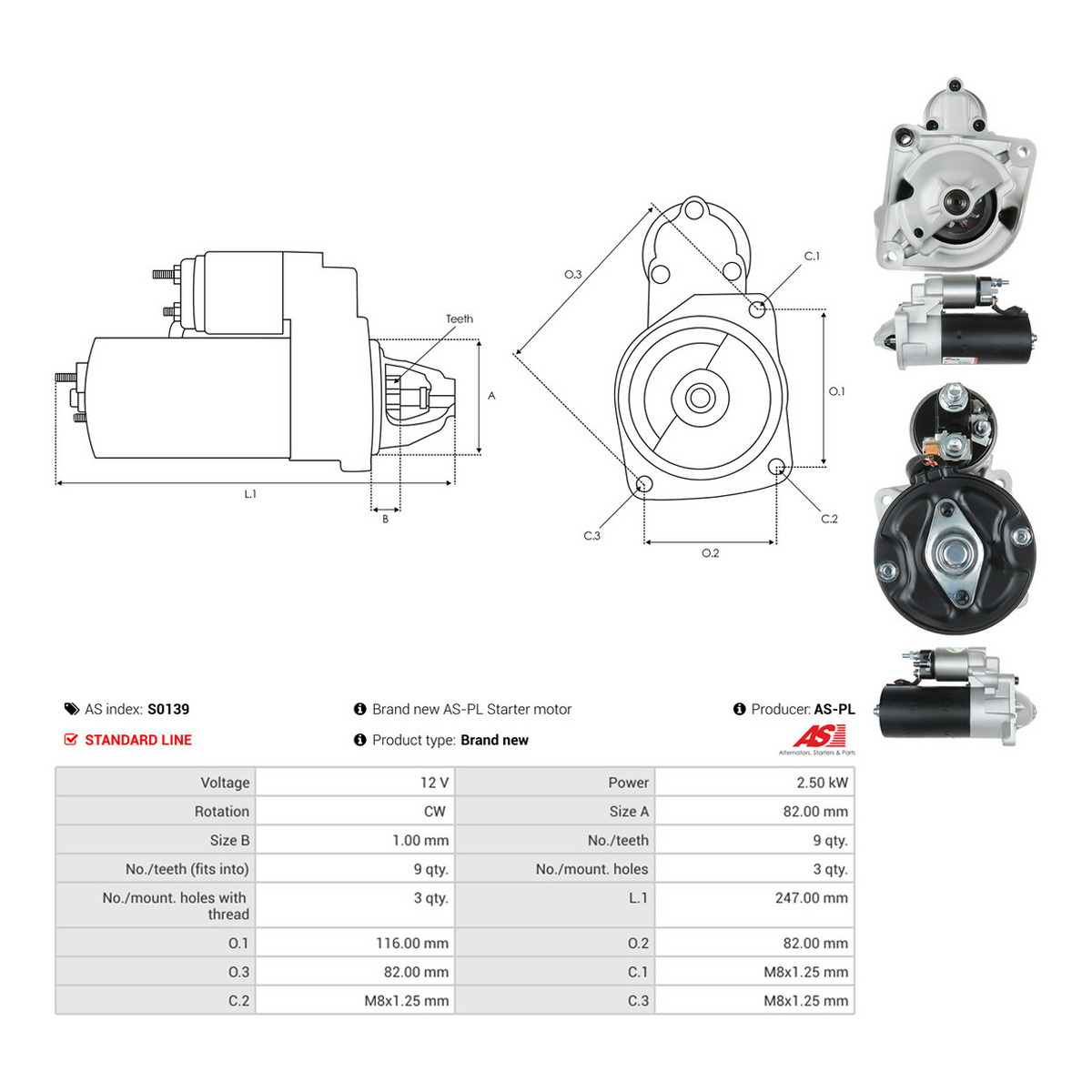 Стартер Fiat Ducato/Peugeot Boxer/Citroen Jumper 2.8 HDi 00- (2.5kw) (z=9) фото 7