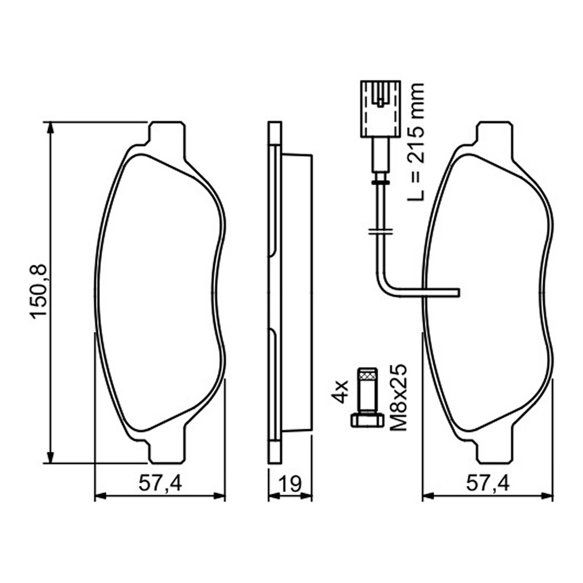 Колодки гальмівні дискові ВЕНТИЛ FIAT BRAVO II (198_) 1.4 2006.11-2016.12 BOSCH (0 986 424 595) Bosch фото 7
