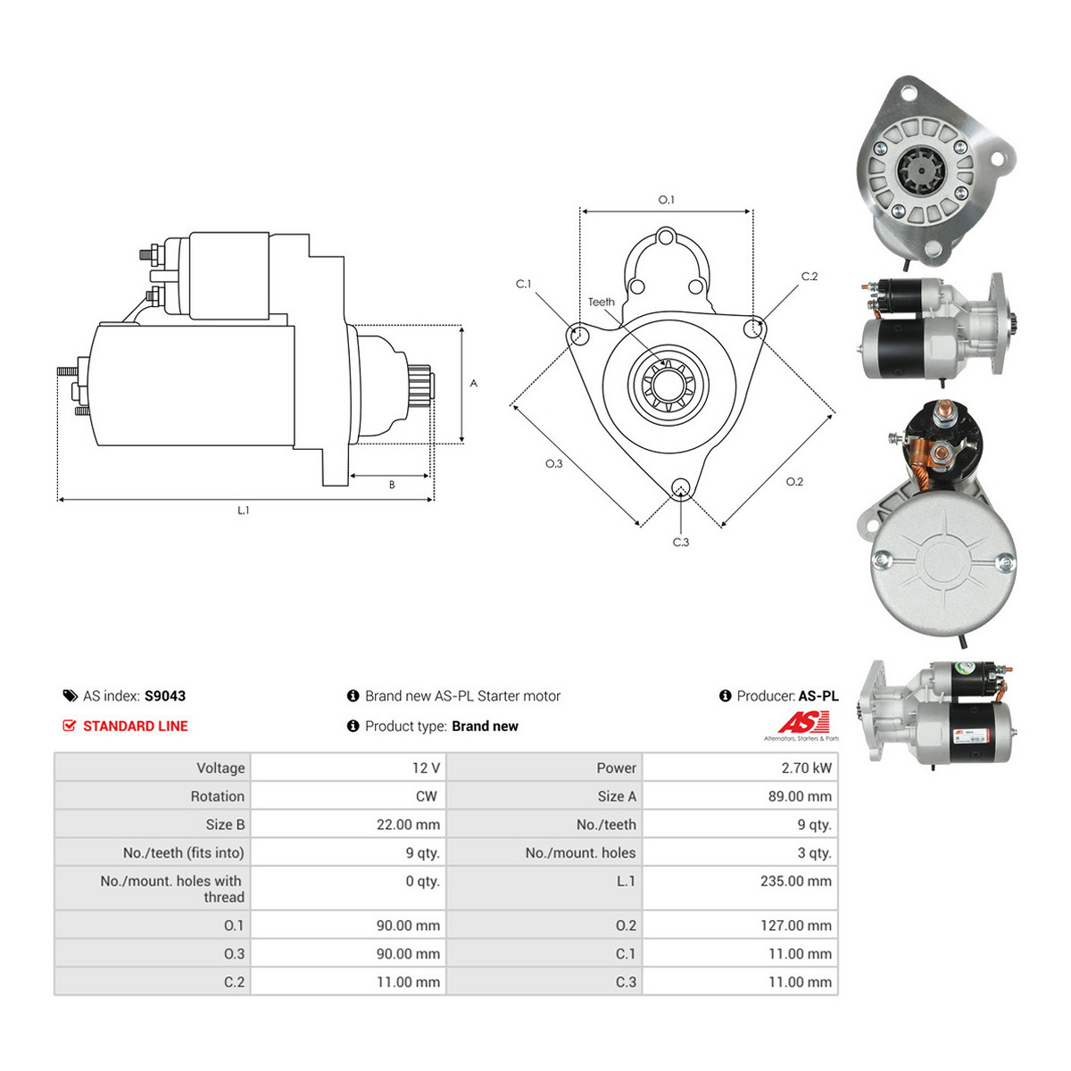 Стартер CS550 PL AS (S9043) AS фото 3