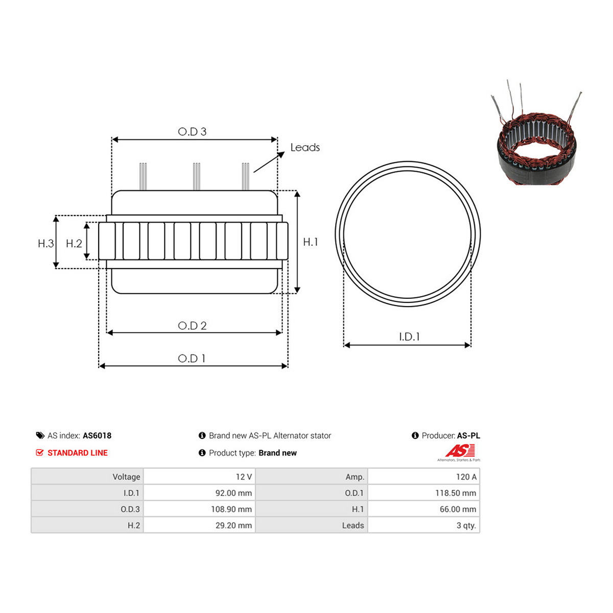 Обмотка генератора AS6018 PL AS фото 3