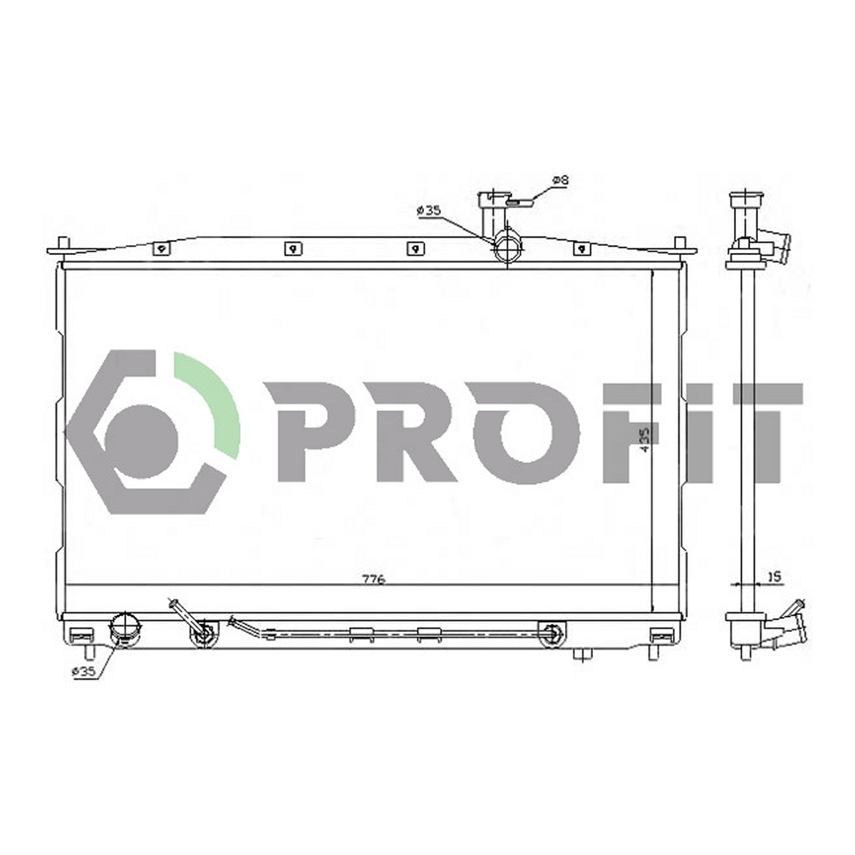 Радіатор охолоджування HYUNDAI SANTA FE 06- (AT) (+/-АС) PROFIT (1807A1) Profit фото 3