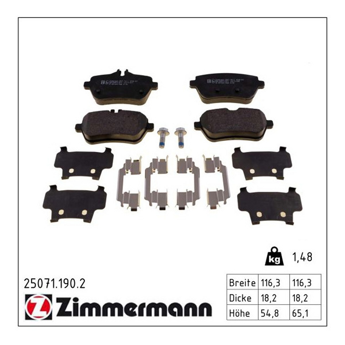 Колодки гальмівні дискові MB S-CLASS (W222, V222, X22) 3.0 2013.05-ZIMMERMANN (25071.190.2) Zimmermann фото 3