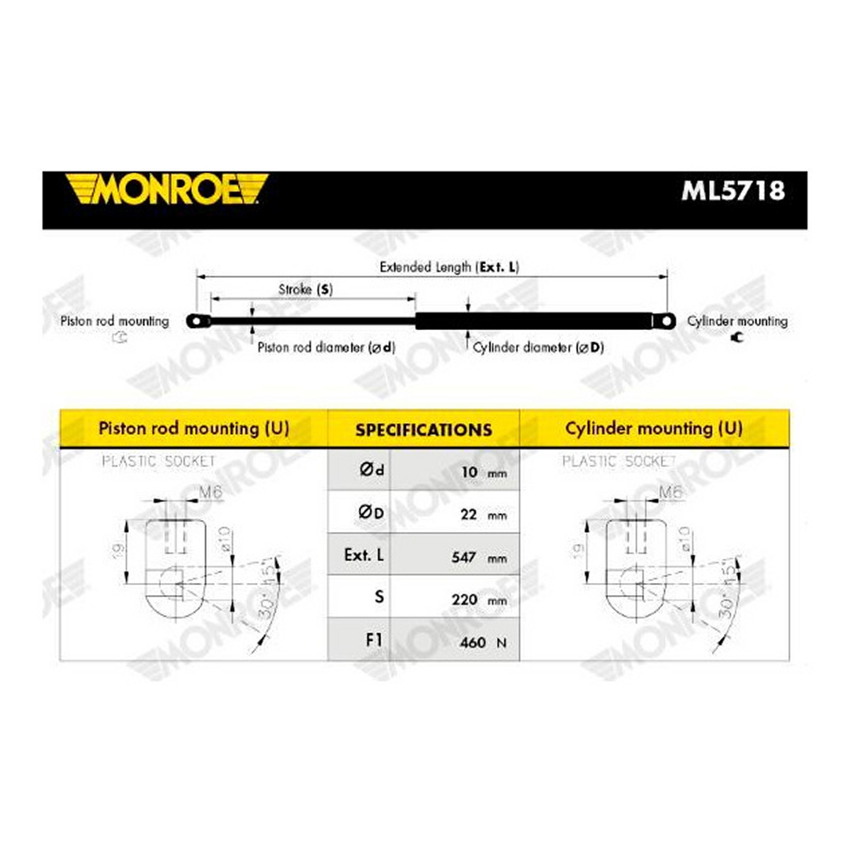 Амортизатор багажника MERCEDES B150/B160/B170/B180/B200 MONROE (ML5718) Monroe фото 3