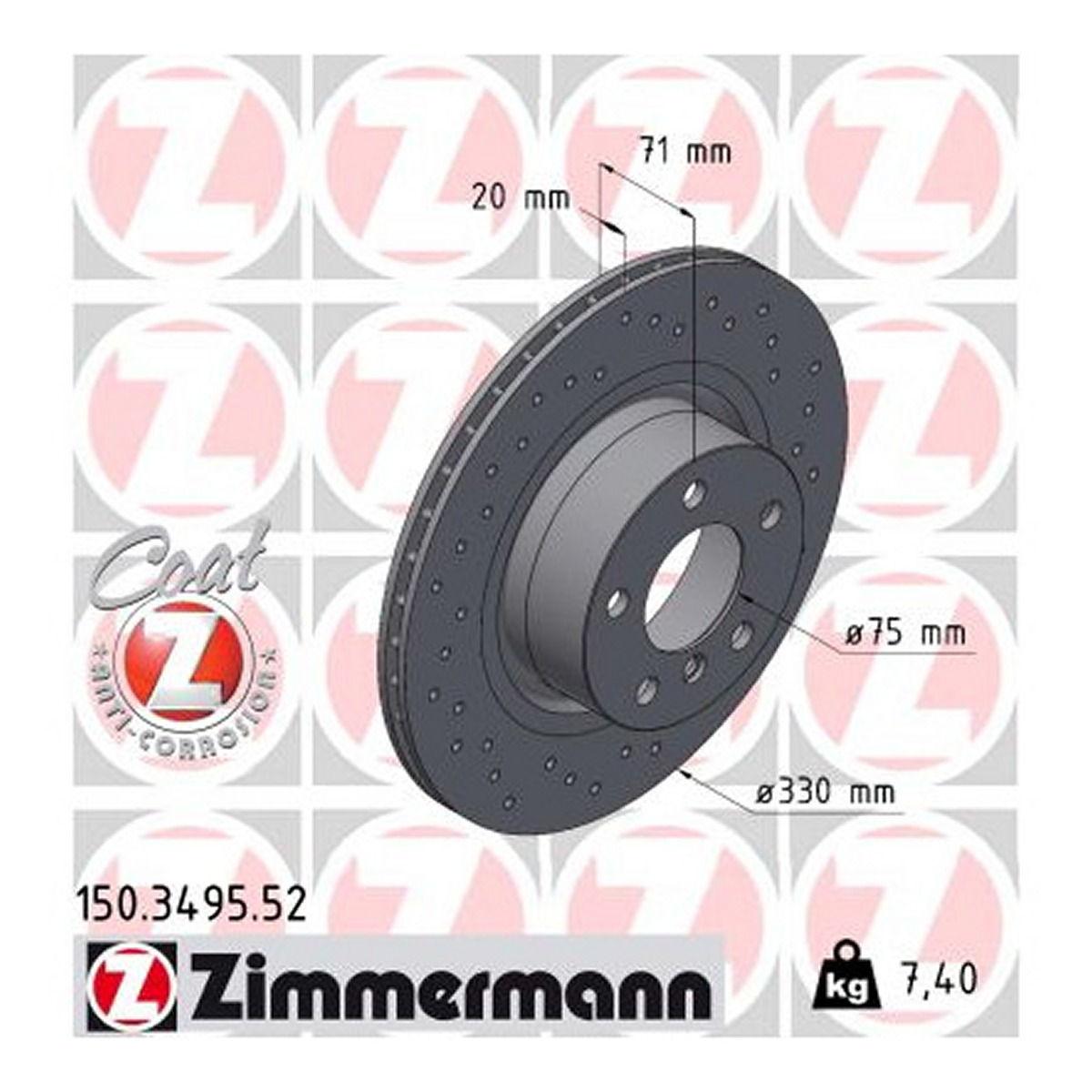 Диск гальмівний SPORT Z BMW X3 (F25) 2.0 2010.09-2017.08 ZIMMERMANN (150.3495.52) Zimmermann фото 3