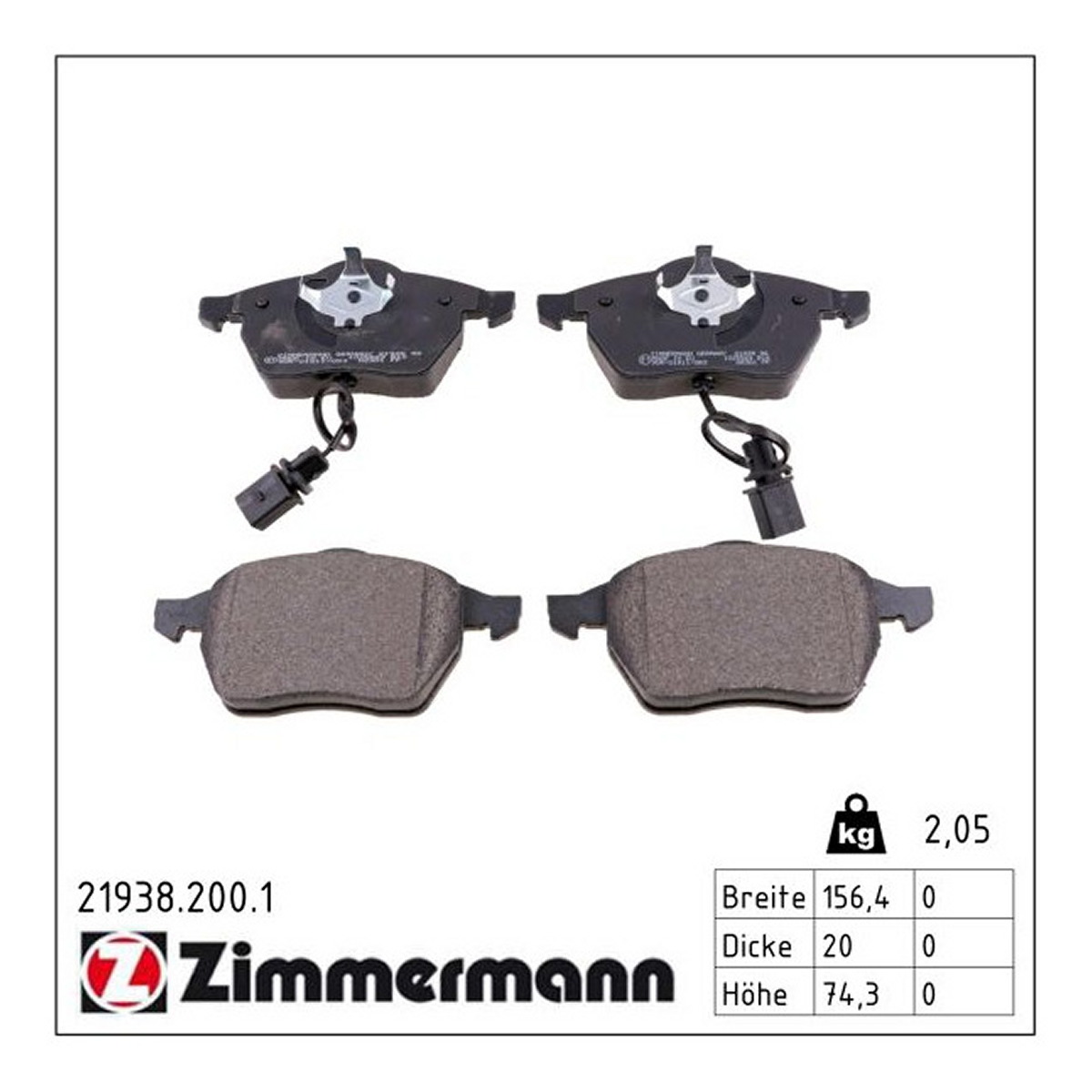 Колодки гальмівні дискові AUDI A6 C5 AVANT (4B5) 2.5 1997.11-2005.01 ZIMMERMANN (21938.200.1) Zimmermann фото 3