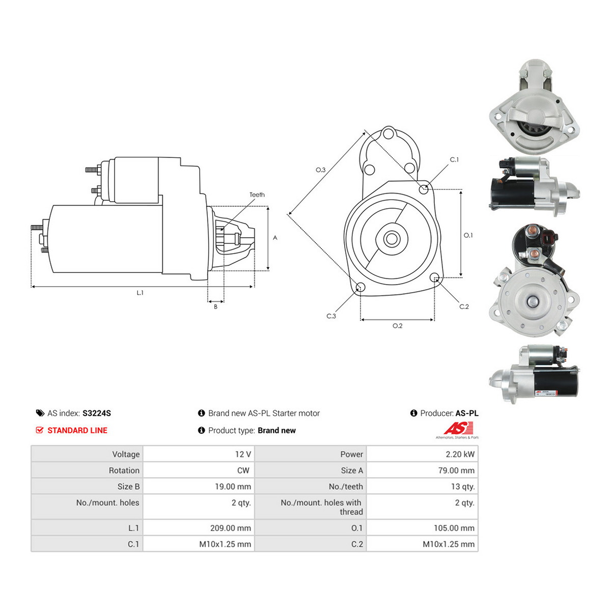 Стартер S3224S PL AS AS фото 3