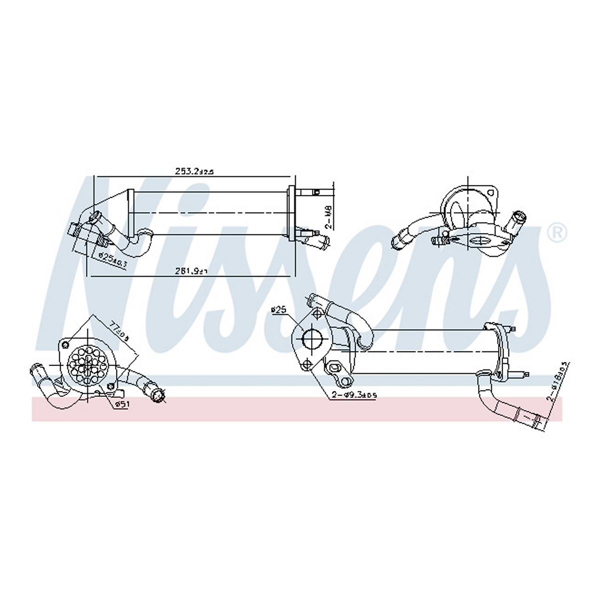 Радіатор відпрацьованих газів FORD TRANSIT (FM_ _,...) - 2.4 TDCI RWD (2006.04 - 2014.12) NISSENS (989449) Nissens фото 6