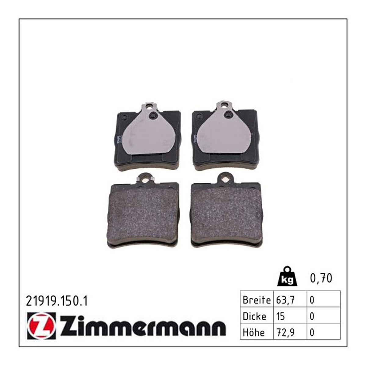 Колодки гальмівні дискові MB E-CLASS (W210) 2.0 1995.06-2003.08 ZIMMERMANN (21919.150.1) Zimmermann фото 3