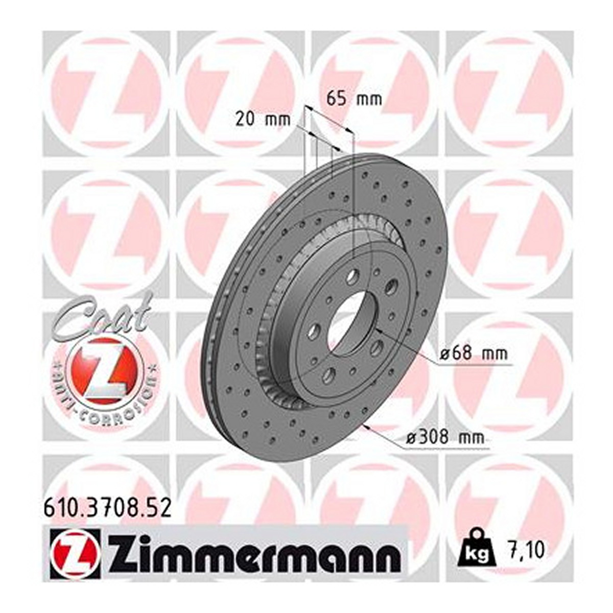 Диск гальмівний SPORT Z VOLVO XC90 I (275) 2.4 2002.06-2015.01 ZIMMERMANN (610.3708.52) Zimmermann фото 3