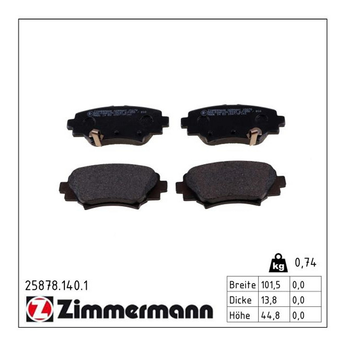 Колодки гальмівні дискові MAZDA 3 ЛІФТБЕК (BM_, BN_) 2.0 2013.09-2019.12 ZIMMERMANN (25878.140.1) Zimmermann фото 3