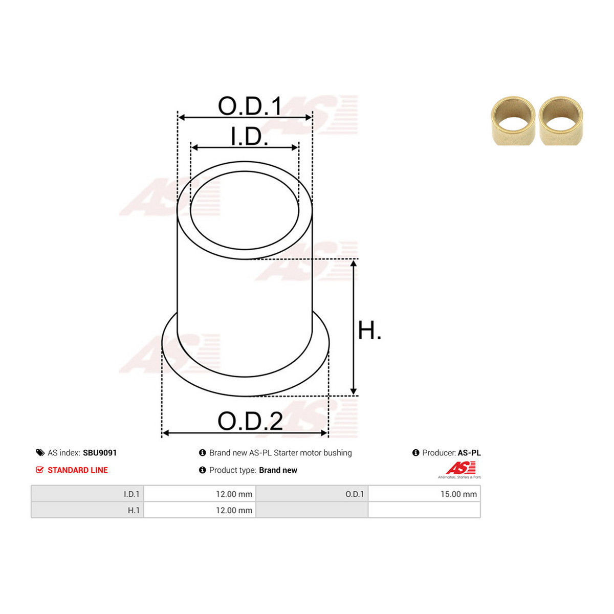 Втулка металева (12X15X12) 140533 IN | кратність продажу: 1 шт. AS (SBU9091) AS фото 3