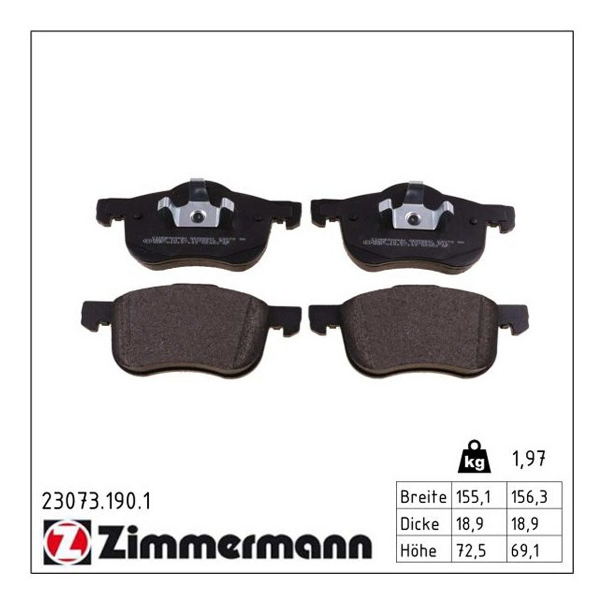 Колодки гальмівні дискові VOLVO XC70 I CROSS COUNTRY (295) 2.5 1997.10-2007.10 ZIMMERMANN (23073.190.1) Zimmermann фото 3