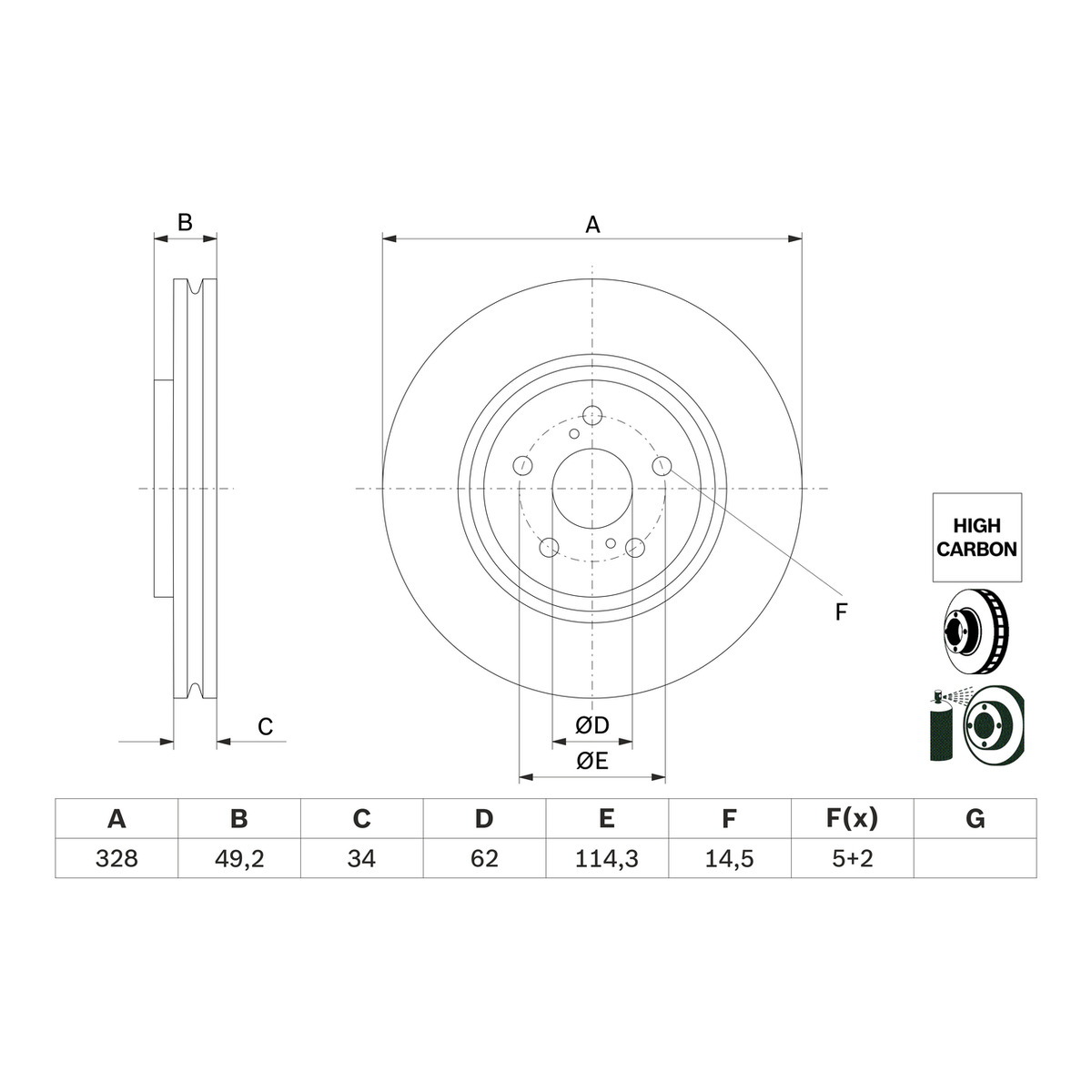 Диск гальмівний TOYOTA RAV 4 V (_A5_, _H5_) 2.5 VVTI AWD (AXAA54) 2018.12- BOSCH (0986479H04) Bosch фото 9