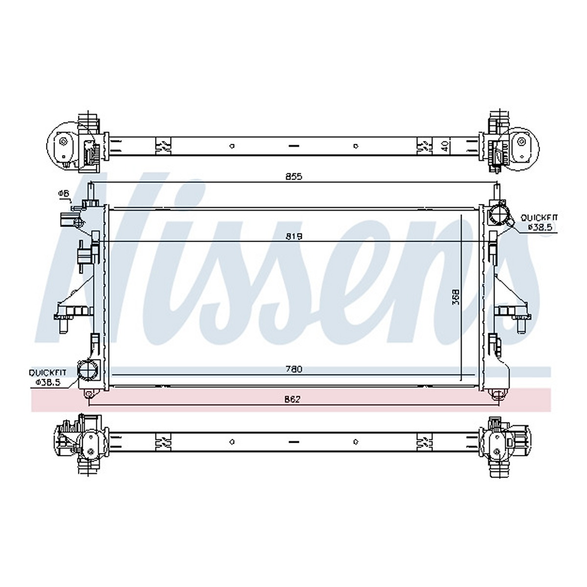 Радіатор охолоджування FIAT DUCATO (250) (06-) 3.0 GAS|FIAT DUCATO (250) (06-) 3.0 JTD NISSENS (617879) Nissens фото 10