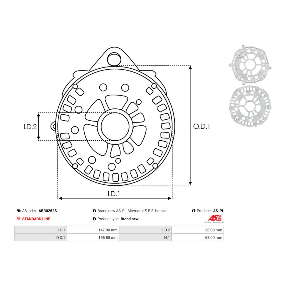 Кришка генератора ABR0262S PL AS AS фото 3