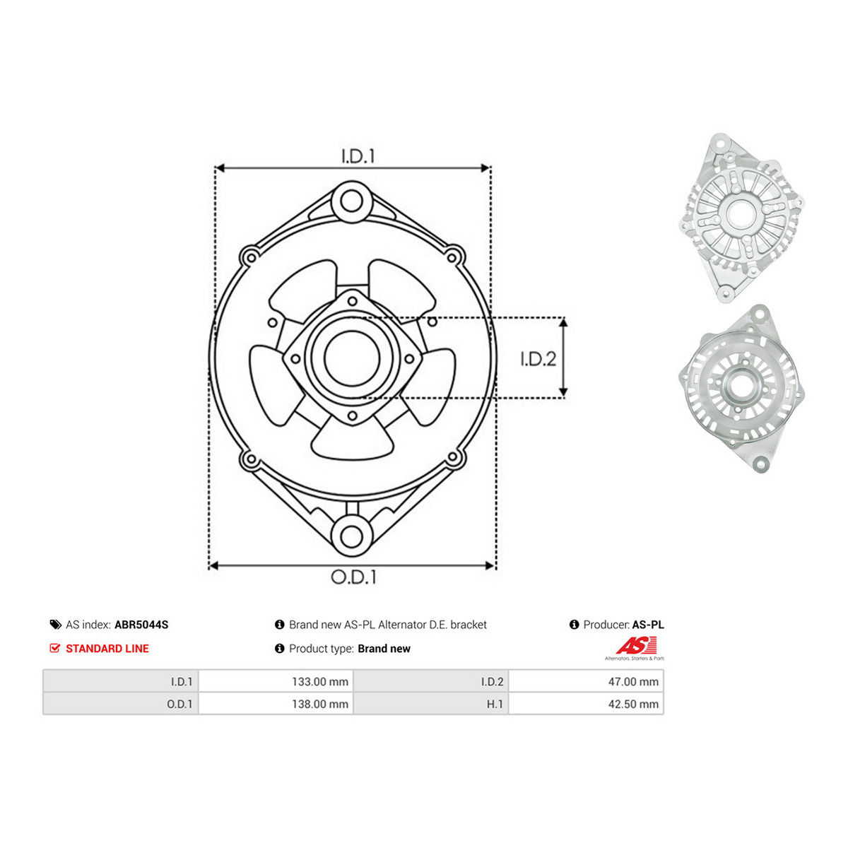 Кришка генератора 139950 PL AS (ABR5044S) AS фото 3