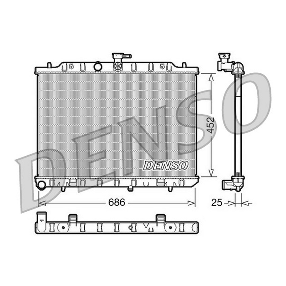 Радіатор охолоджування NISSAN X-TRAIL II (T31) 2 2007.06 - 2013.11 2.0 DCI 4X4 M9R 760 DENSO (DRM46007) Denso фото 6