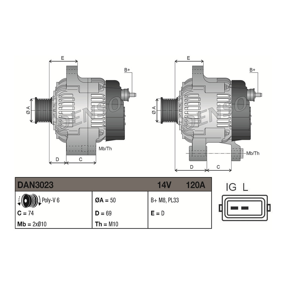 Генератор 112422 CN DENSO (DAN3023) Denso фото 8