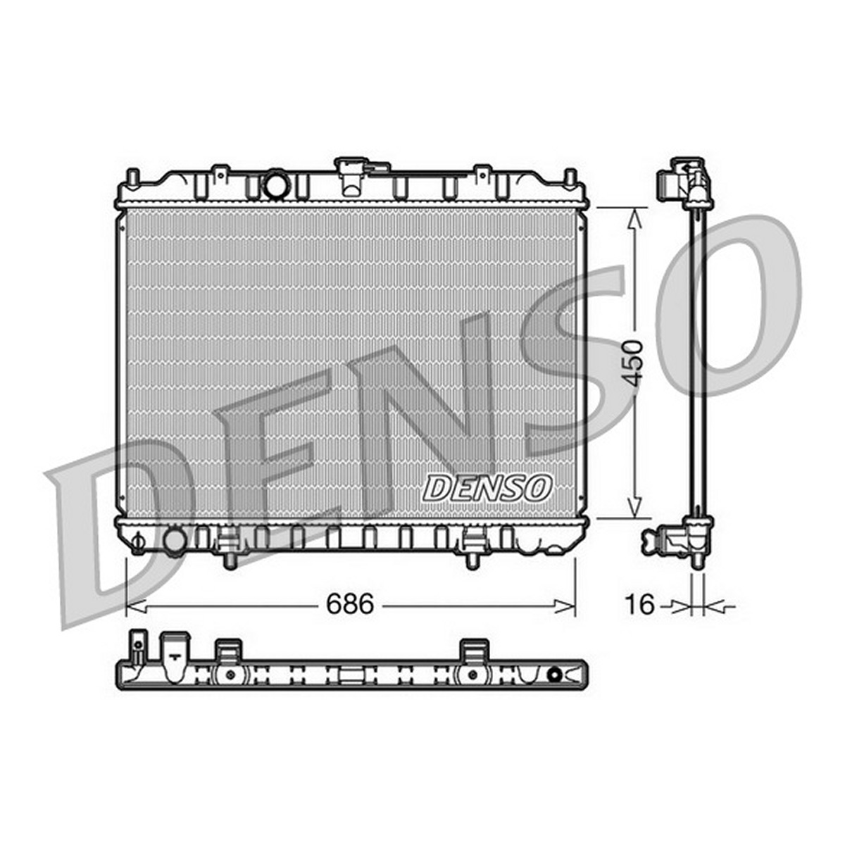 Радіатор охолоджування NISSAN X-TRAIL I (T30) 2 2001.07 - 2013.01 2.0 4X4 QR20DE DENSO (DRM46004) Denso фото 3