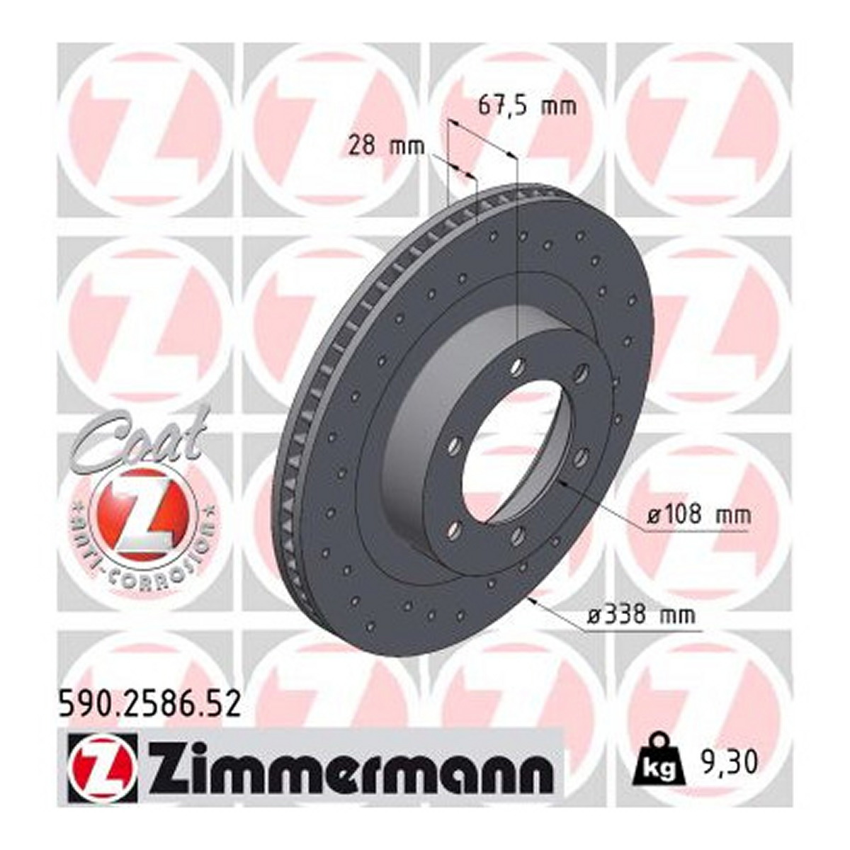 Диск гальмівний SPORT Z TOYOTA LAND CRUISER PRADO (_J12_) 2.7 2002.09-2010.12 ZIMMERMANN (590.2586.52) Zimmermann фото 3