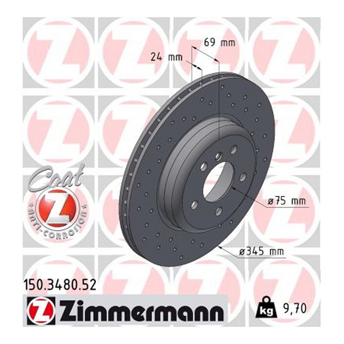 Диск гальмівний SPORT Z BMW 5 (F10) 2.0 2009.01-2016.10 ZIMMERMANN (150.3480.52) Zimmermann фото 3