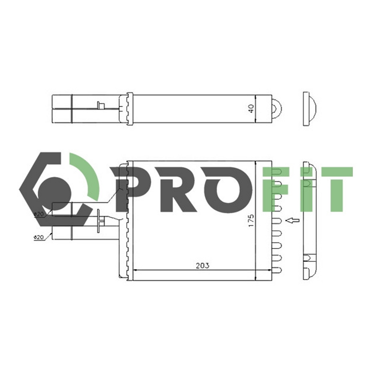Радіатор пічки OPEL VECTRA B 95-02. SAAB 9-5 97-09 (-AC) PROFIT (1760-0378) Profit фото 3