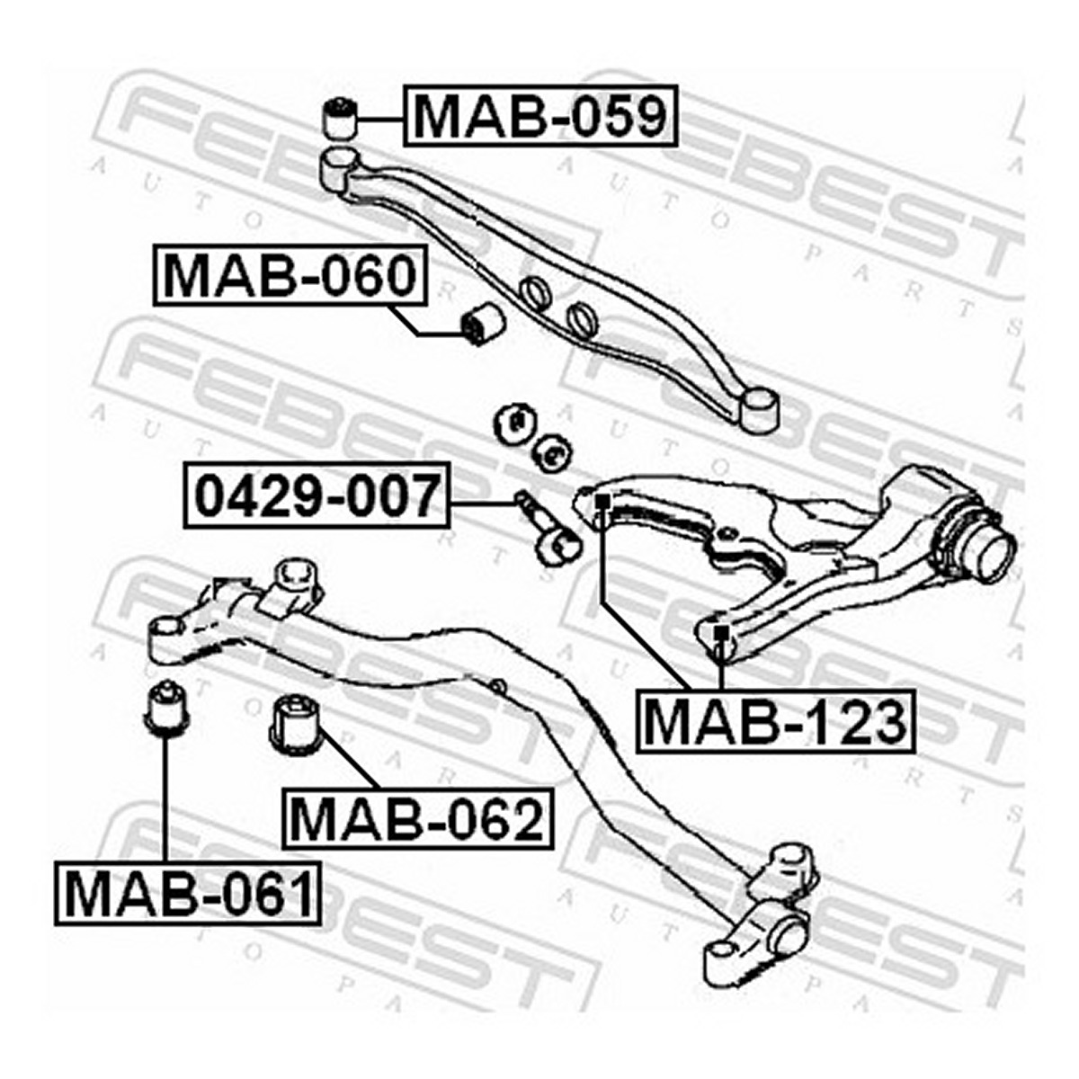 Сайлентблок важеля MITSUBISHI PAJERO/MONTERO SPORT CHALLENGER K8W/K9W 1996-2009 FEBEST (MAB-060) Febest фото 3