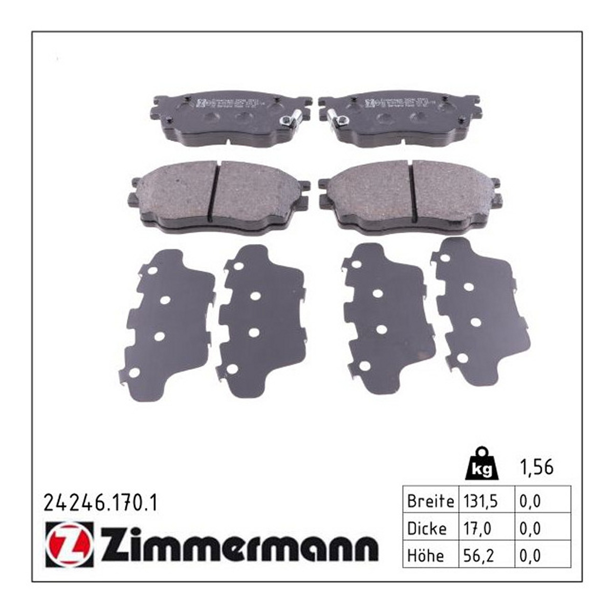 Колодки гальмівні дискові MAZDA 6 ЛІФТБЕК (GG) 1.8 2002.06-2008.12 ZIMMERMANN (24246.170.1) Zimmermann фото 3