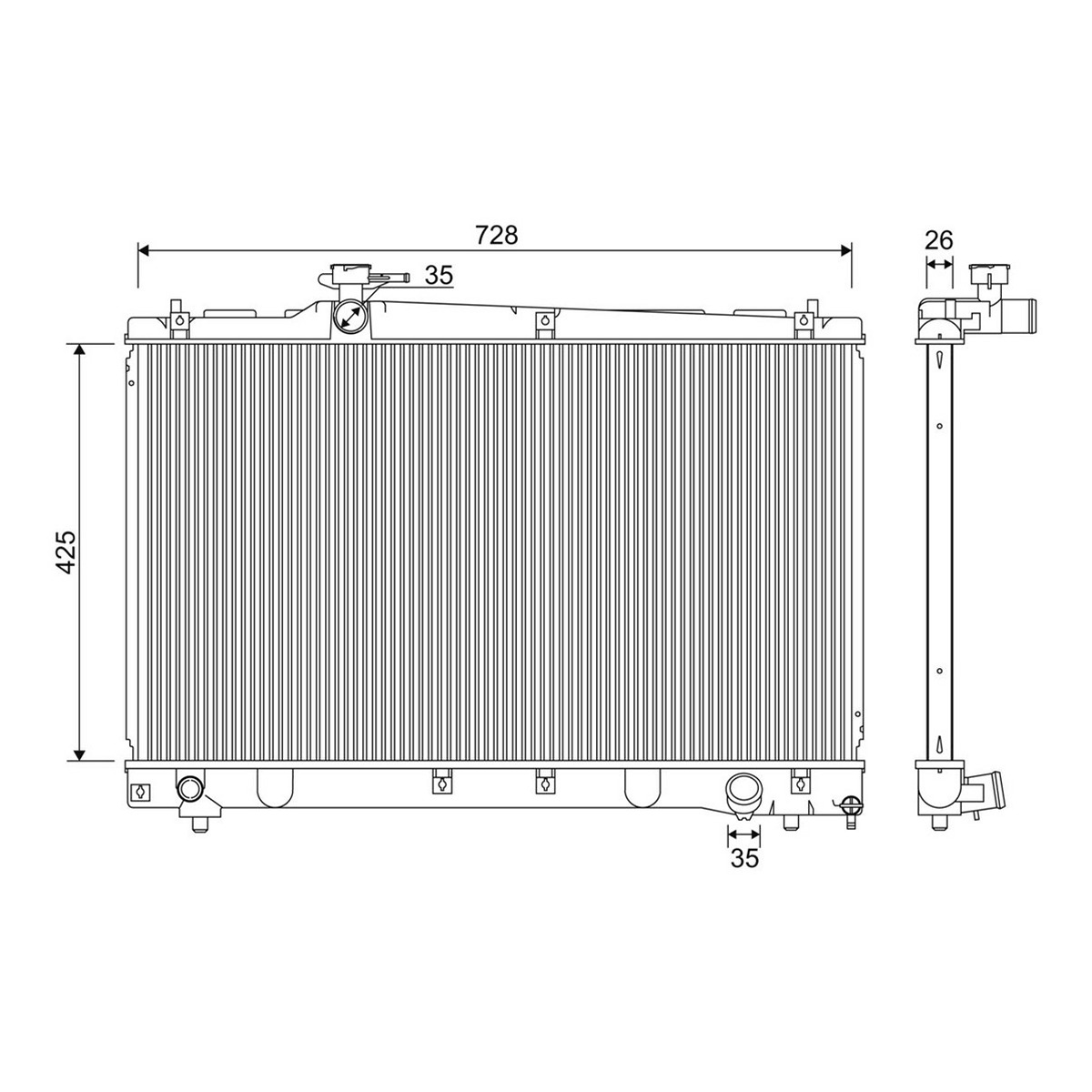Радіатор охолодження TOYOTA AVENSIS VERSO (_M2_) 2 2001.08 - 2009.11 2.0 VVT-I (ACM20_ VALEO (701348) Valeo фото 3