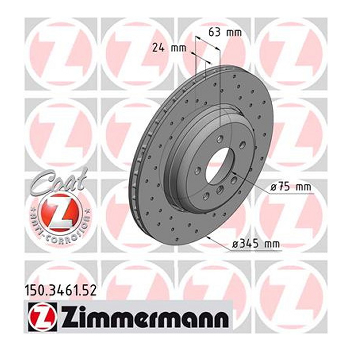 Диск гальмівний SPORT Z BMW 5 (E60) 3.012.12-2010.03 ZIMMERMANN (150.3461.52) Zimmermann фото 3