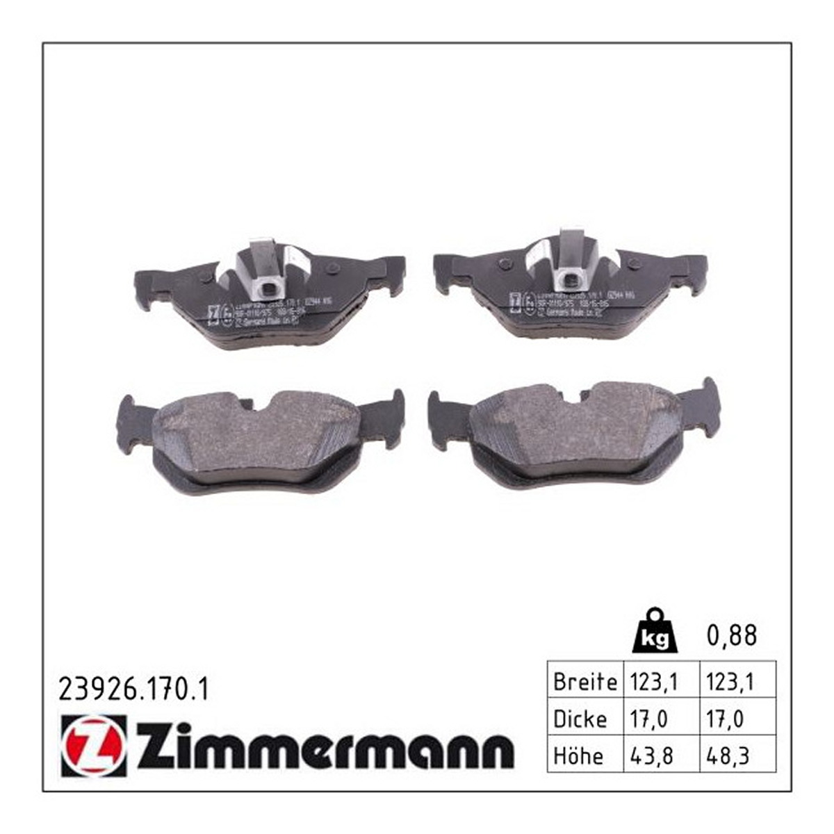 Колодки гальмівні дискові BMW 1 (E87) 1.6 2003.02-2013.01 ZIMMERMANN (23926.170.1) Zimmermann фото 3