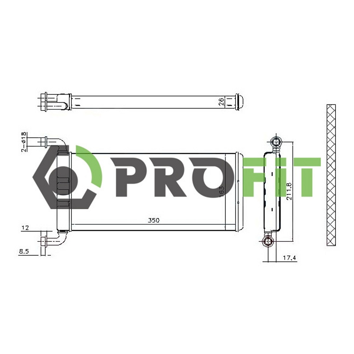 Радіатор пічки MERCEDES SPRINTER 06-16. VW CRAFTER 06-16 PROFIT (1760-0307) Profit фото 3