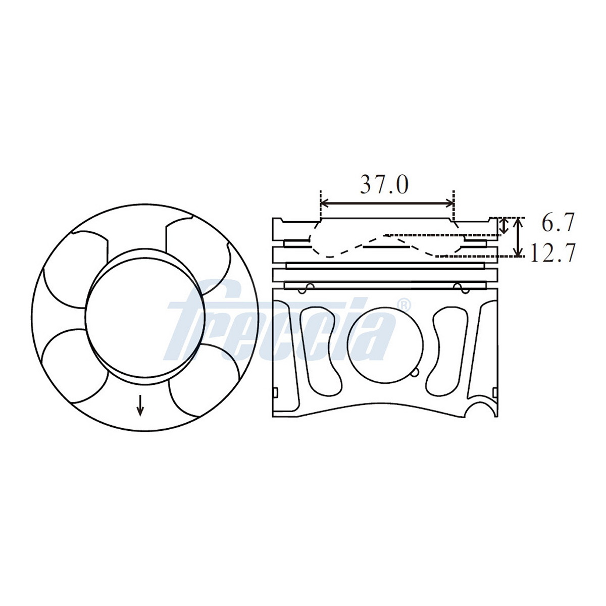 Поршень FIAT B. 69,6- STD FRECCIA (FP23-101600) Freccia фото 3