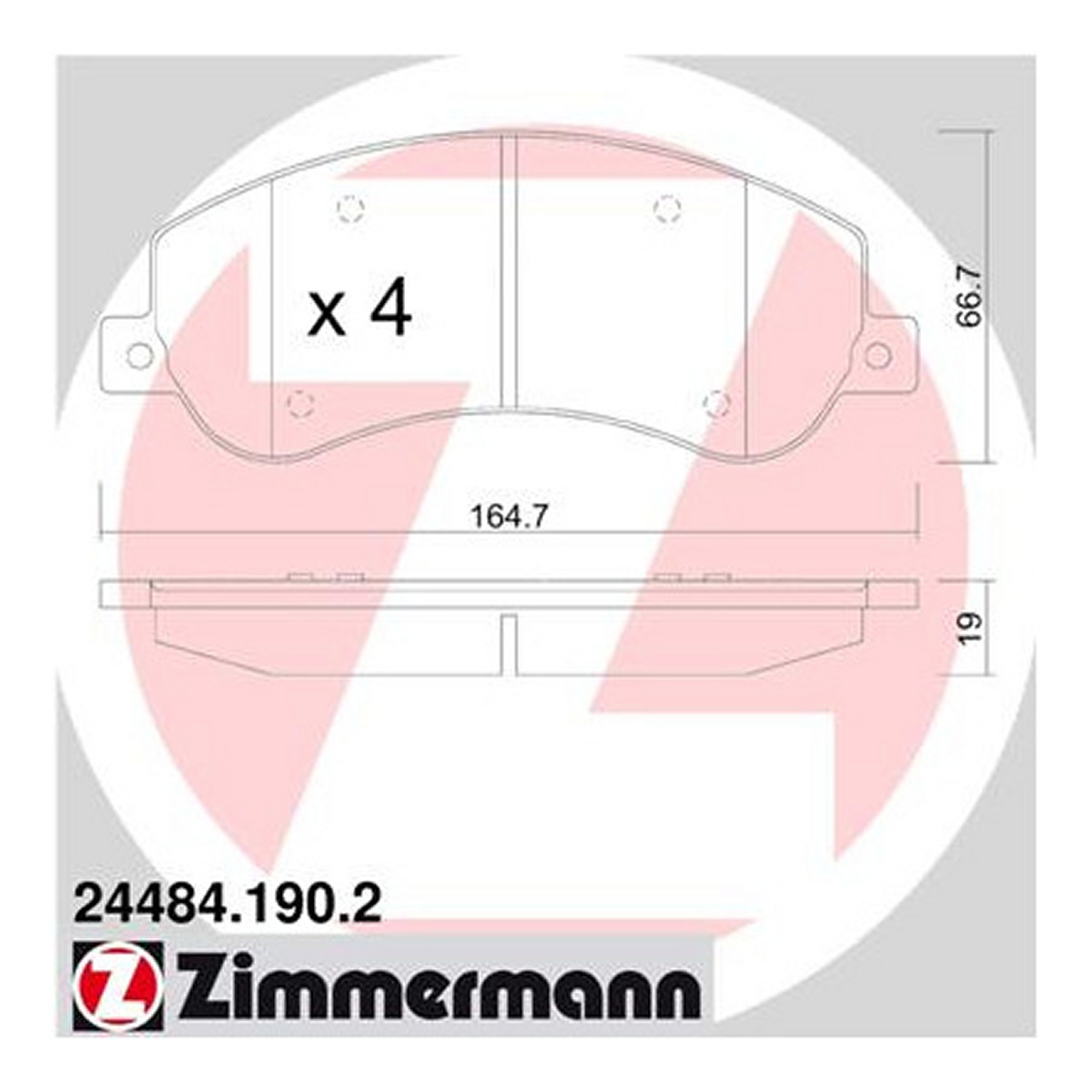 Колодки гальмівні дискові VW AMAROK (2HA, 2HB, S1B, S6B, S7A, S7B) 2.0 2010.09-2022.05 ZIMMERMANN (24484.190.2) Zimmermann фото 3
