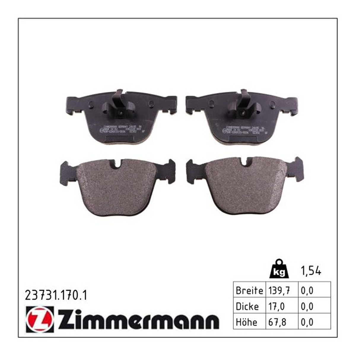Колодки гальмівні дискові BMW 7 (F01, F02, F03, F04) 3.0 2008.02-2015.12 ZIMMERMANN (23731.170.1) Zimmermann фото 3