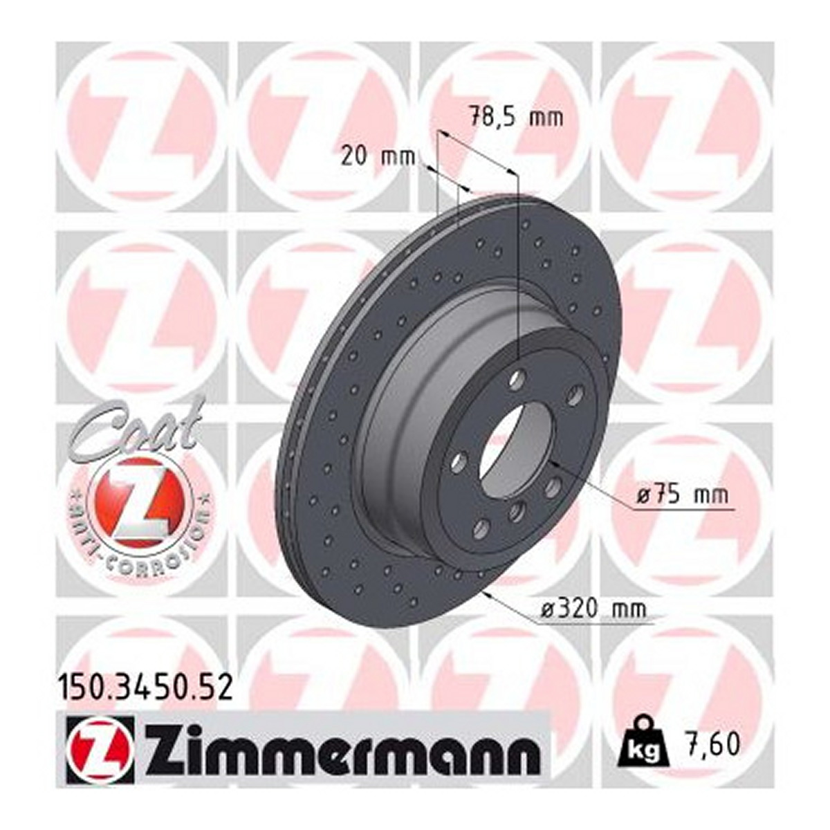 Диск гальмівний SPORT Z BMW X5 (E70) 3.0 2006.02-2013.07 ZIMMERMANN (150.3450.52) Zimmermann фото 3