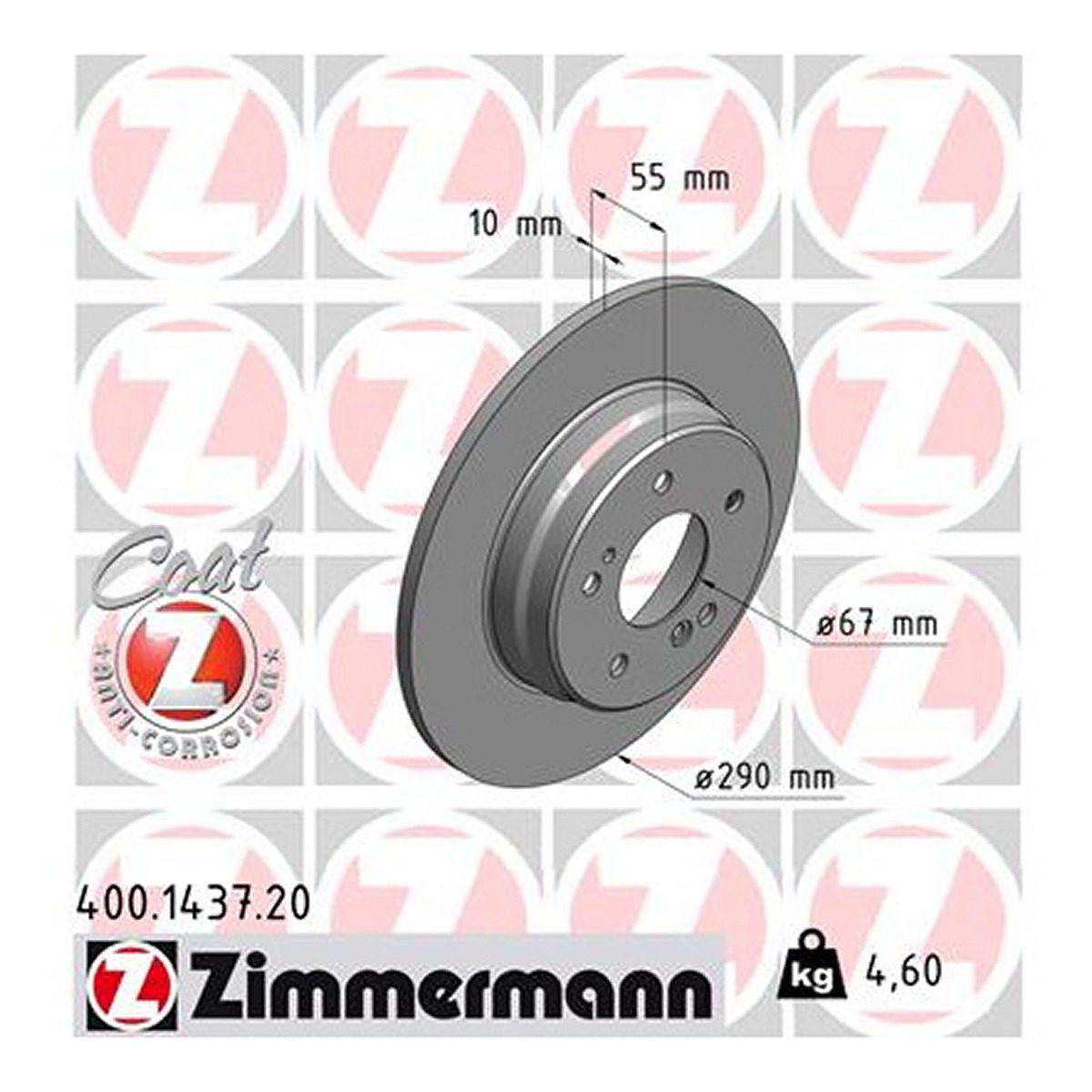 Диск гальмівний MB E-CLASS (W210) 3.2 1995.06-2003.08 ZIMMERMANN (400.1437.20) Zimmermann фото 3