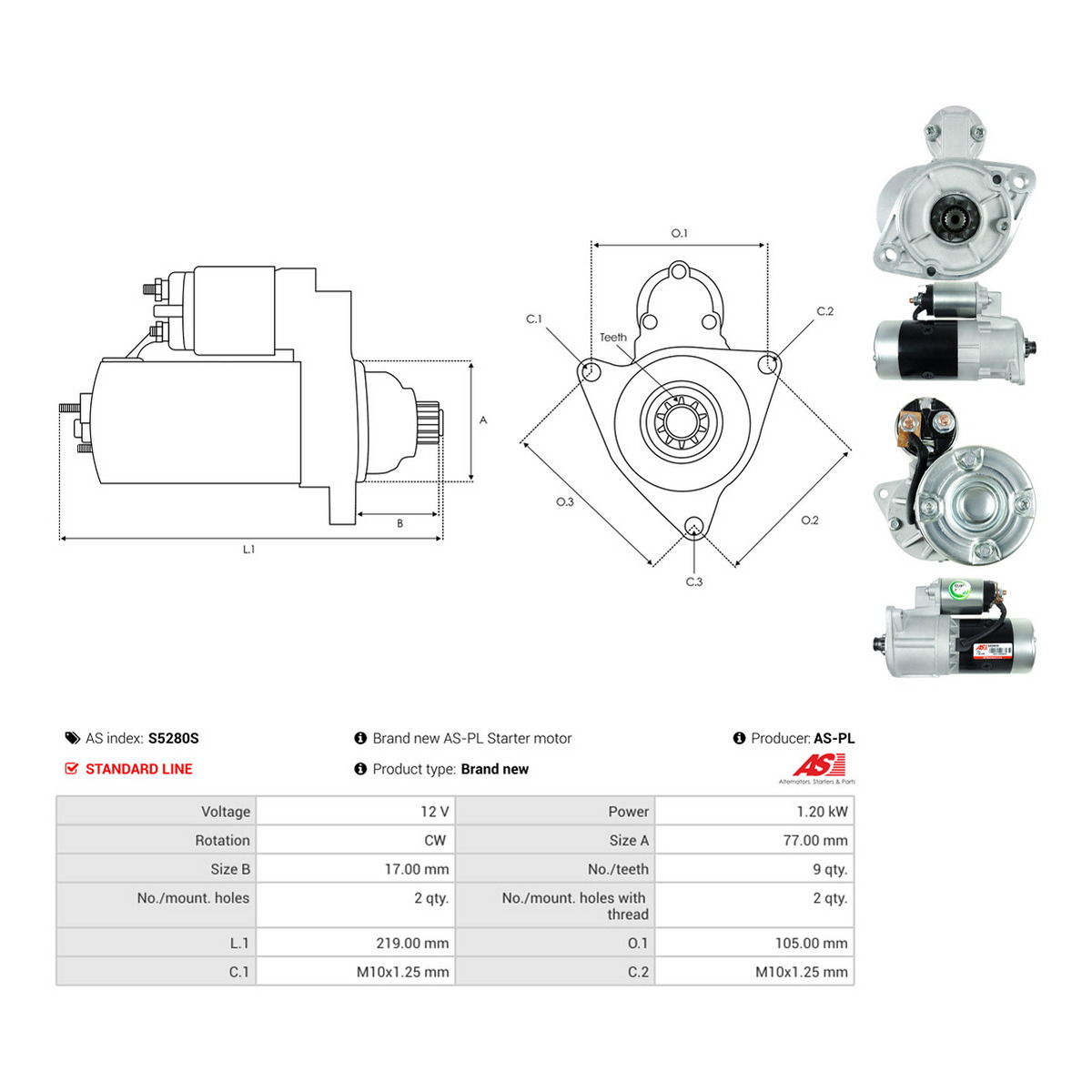 Стартер S5280S PL AS AS фото 3