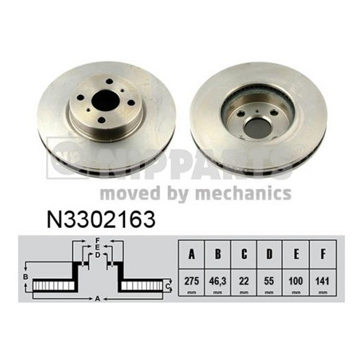 Диск гальмівний TOYOTA YARIS (_P13_) 1.3 2010.12- NIPPARTS (N3302163) Nipparts фото 3