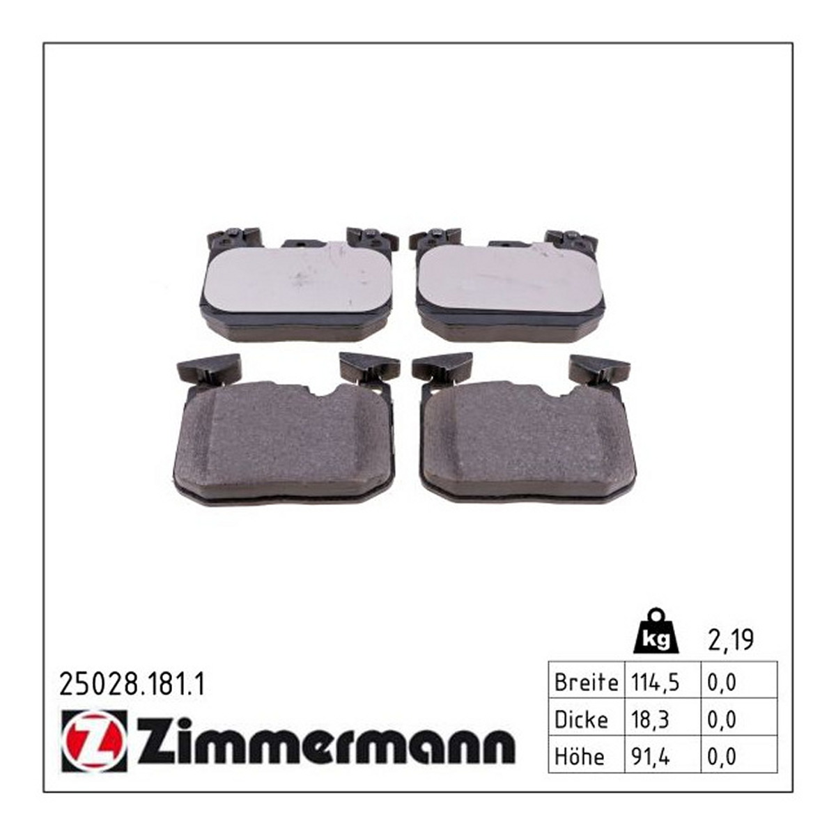 Колодки гальмівні дискові BMW 3 (F30, F80) 2.0 2011.11-2018.10 ZIMMERMANN (25028.181.1) Zimmermann фото 3