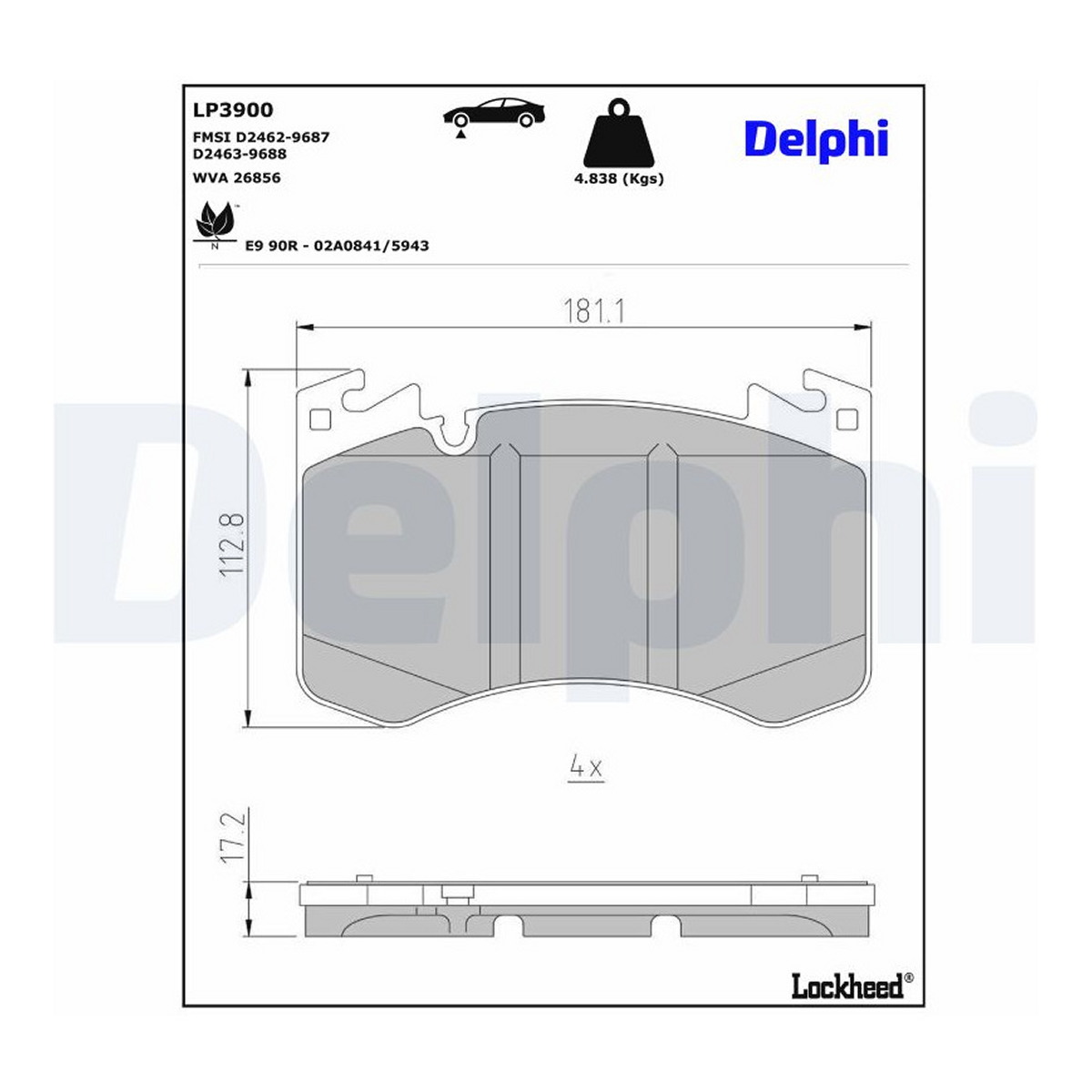Колодки гальмівні дискові (комплект 4 шт) LAND ROVER DELPHI (LP3900) Delphi фото 5