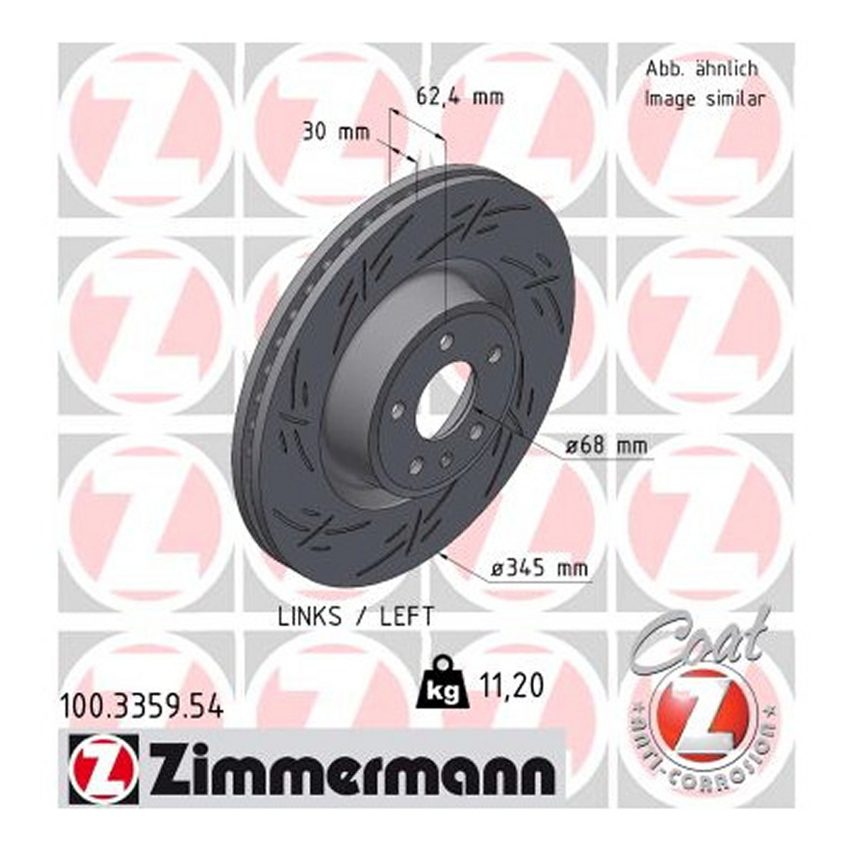 Диск гальмівний BLACK Z AUDI A6 ALLROAD C7 (4GH, 4GJ) 3.0 2012.01-2018.09 ZIMMERMANN (100.3359.54) Zimmermann фото 3