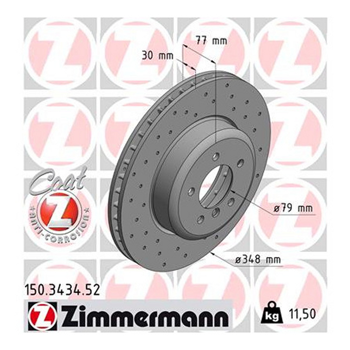 Диск гальмівний SPORT Z BMW 5 (E60) 3.012.12-2010.03 ZIMMERMANN (150.3434.52) Zimmermann фото 3