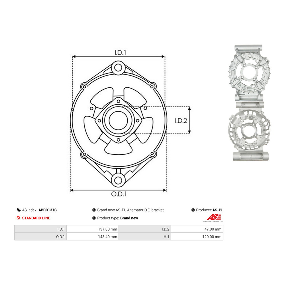 Кришка генератора ABR0131S PL AS AS фото 3