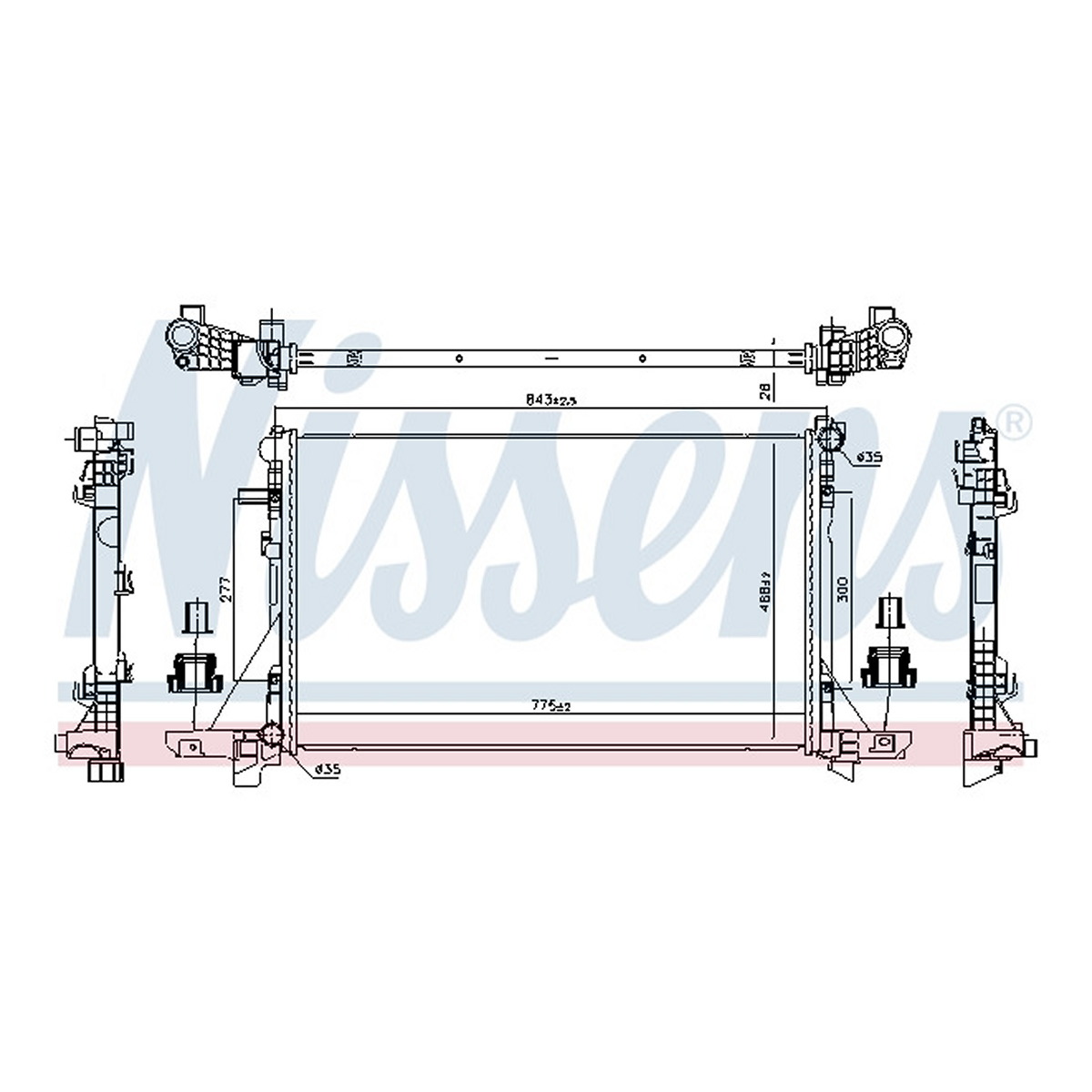 Радіатор охолоджування RENAULT MASTER III ПЛАТФОРМА/ШАСІ (EV, HV, UV) 2.3 DCI 145 FWD (E NISSENS (606411) Nissens фото 6