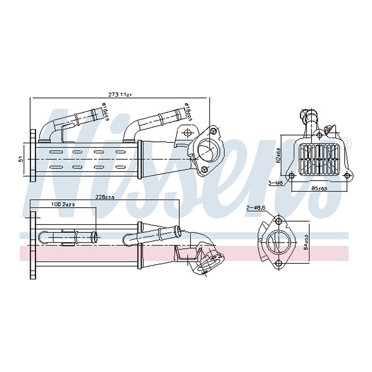 Радіатор відпрацьованих газів FORD TRANSIT (FM_ _,...) - 2.2 TDCI RWD (2006.04 - 2014.12) NISSENS (989404) Nissens фото 3
