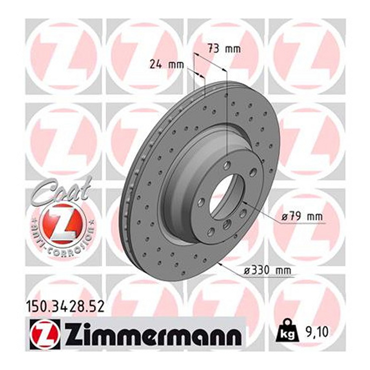 Диск гальмівний SPORT Z BMW 3 TOURING (E91) 2.0 2004.12-2012.12 ZIMMERMANN (150.3428.52) Zimmermann фото 3